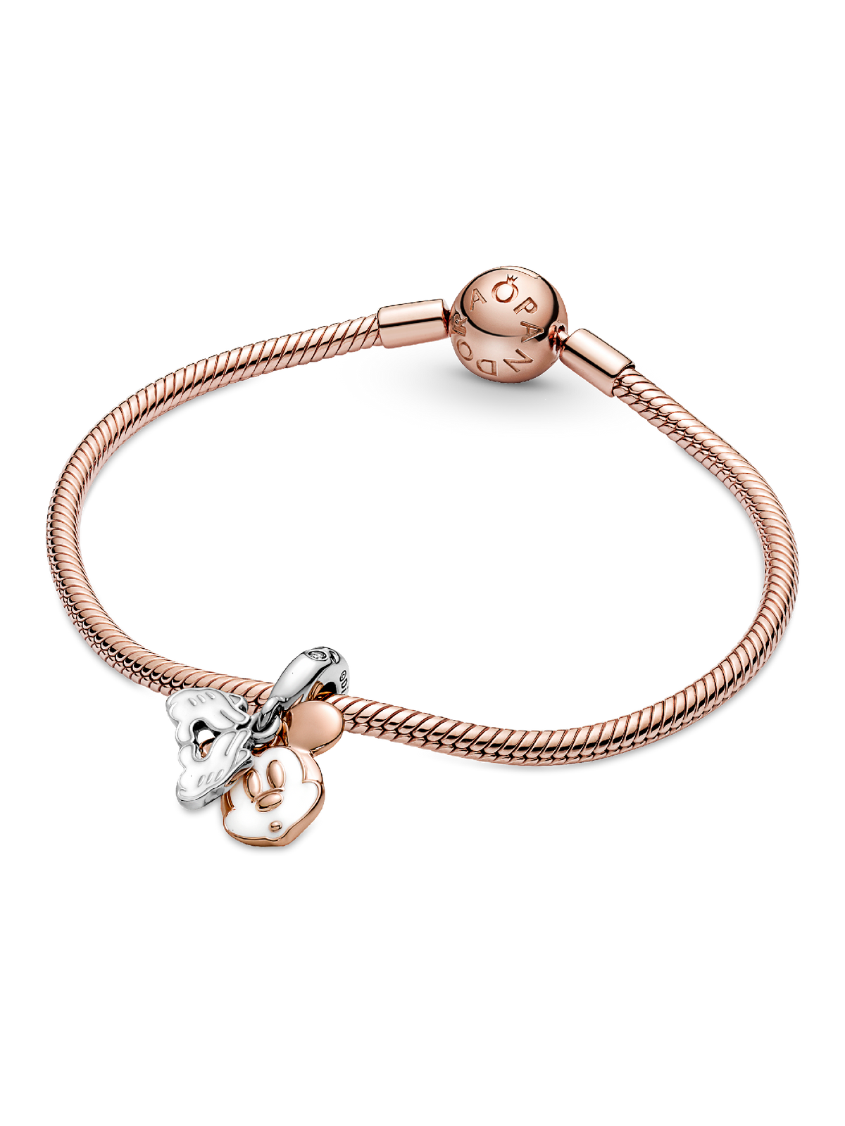 Disney Mickey Mouse Double Dangle Charm - Sterling silver, 14k rose gold plating