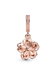 Cherry Blossom Dangle Charm - 14k rose gold plating