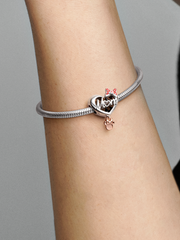 Disney Minnie Mouse Mom Heart Charm - Sterling silver, 14k rose gold plating