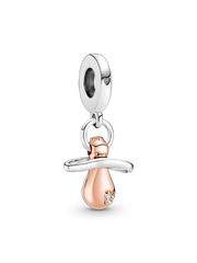 Baby Pacifier Dangle Charm - Sterling silver, 14k rose gold plating