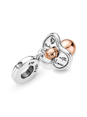Baby Pacifier Dangle Charm - Sterling silver, 14k rose gold plating