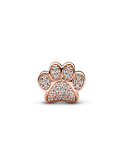 FINAL SALE - Sparkling Paw Print Charm - 14k rose gold plating