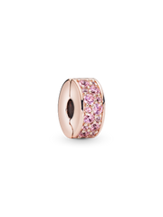 Pink Pavé Clip Charm - 14k rose gold plating