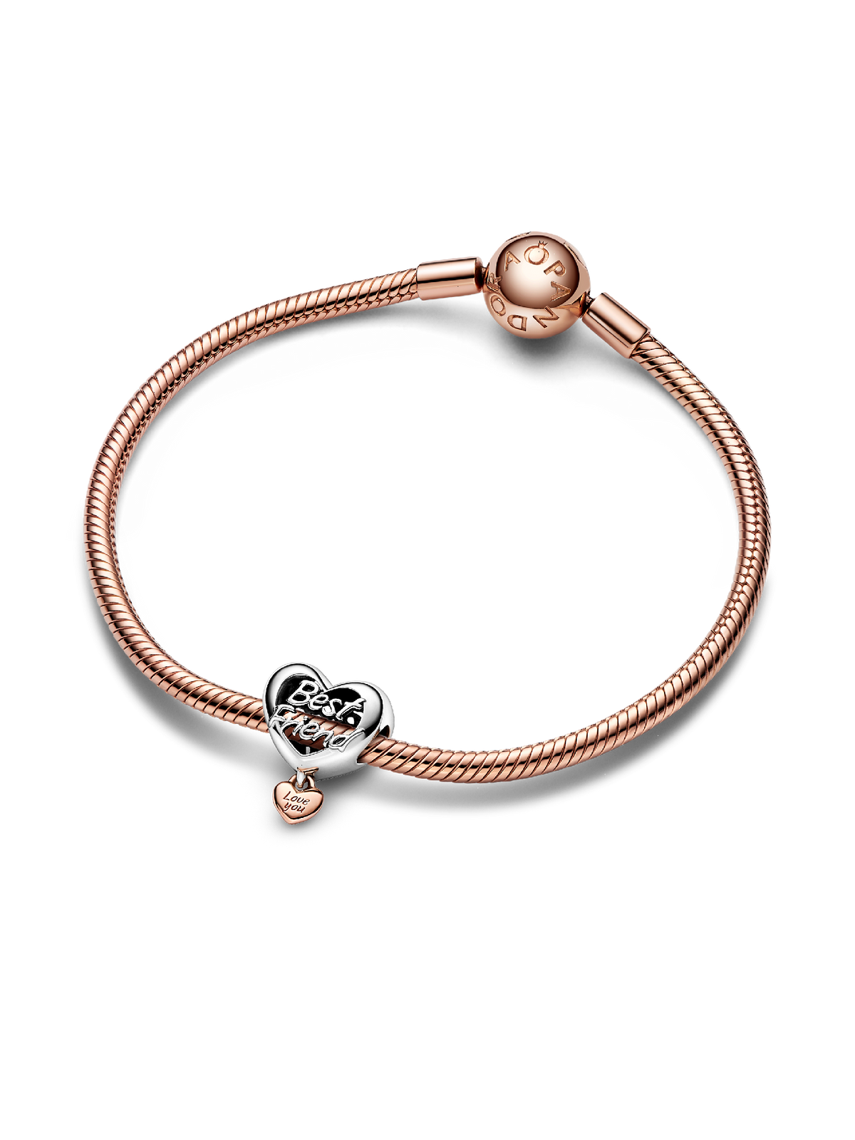 FINAL SALE - Love You Best Friend Heart Charm - Sterling silver, 14k rose gold plating