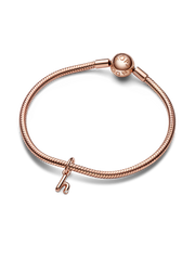 FINAL SALE - Letter H Script Alphabet Dangle Charm - 14k rose gold plating