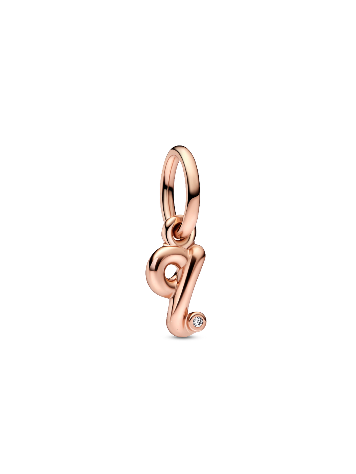 FINAL SALE - Letter Q Script Alphabet Dangle Charm - 14k rose gold plating