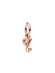 FINAL SALE - Letter Q Script Alphabet Dangle Charm - 14k rose gold plating