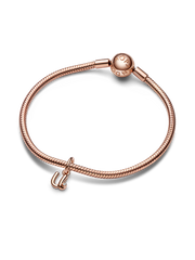 FINAL SALE - Letter U Script Alphabet Dangle Charm - 14k rose gold plating