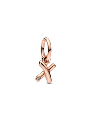 FINAL SALE - Letter X Script Alphabet Dangle Charm - 14k rose gold plating