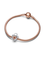 FINAL SALE - Two-tone Padlock Splittable Heart Charm - Sterling silver, 14k rose gold plating