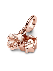 FINAL SALE - Happy Birthday Gift Openable Dangle Charm - 14k rose gold plating