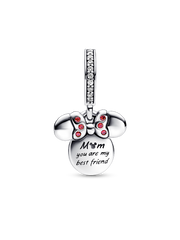 Disney Minnie Mouse Silhouette "Mom" Double Dangle Charm - Sterling silver, 14k rose gold plating