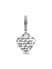 FINAL SALE - Two-tone Infinity Heart Double Dangle Charm - Sterling silver, 14k rose gold plating