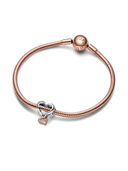 Two-tone Openwork Infinity Heart Charm - Sterling silver, 14k rose gold plating