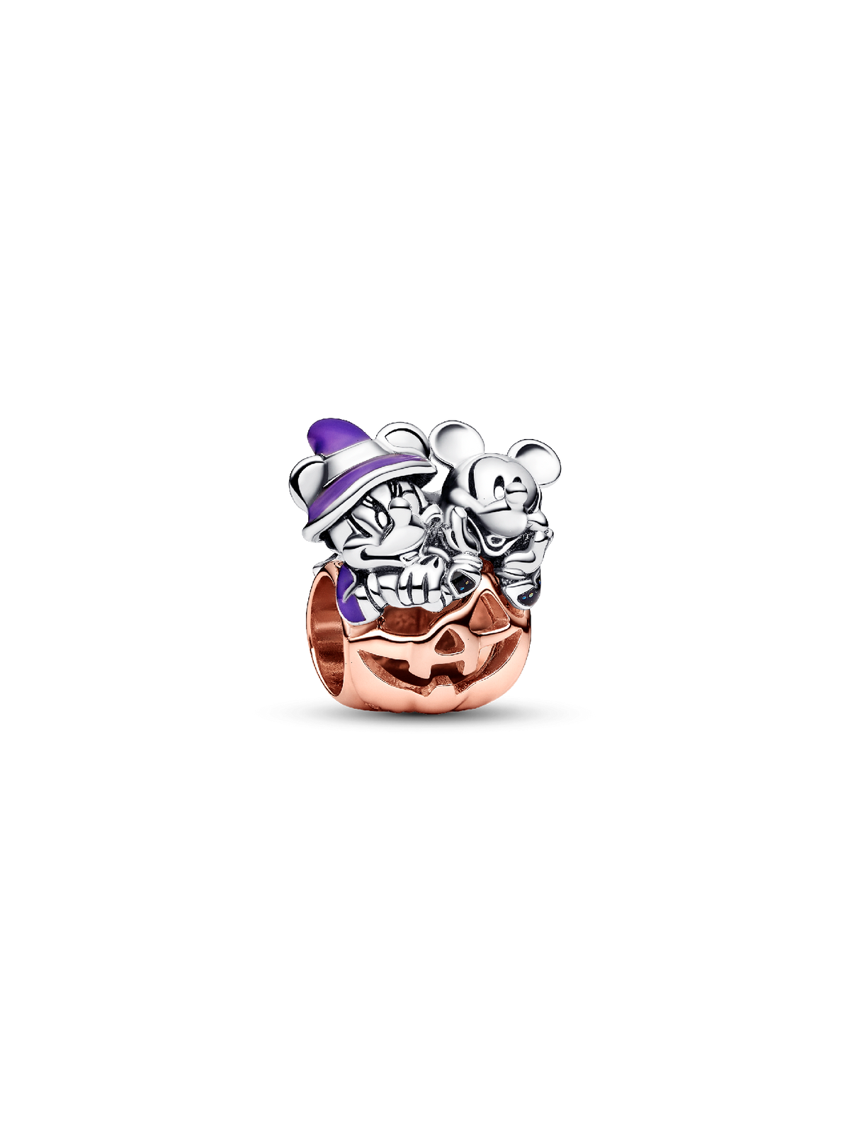 Disney Mickey Mouse & Minnie Mouse Halloween Pumpkin Charm - Sterling silver, 14k rose gold plating