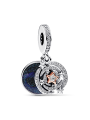 FINAL SALE - Two-tone Shooting Star Double Dangle Charm - Sterling silver, 14k rose gold plating