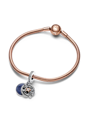 FINAL SALE - Two-tone Shooting Star Double Dangle Charm - Sterling silver, 14k rose gold plating