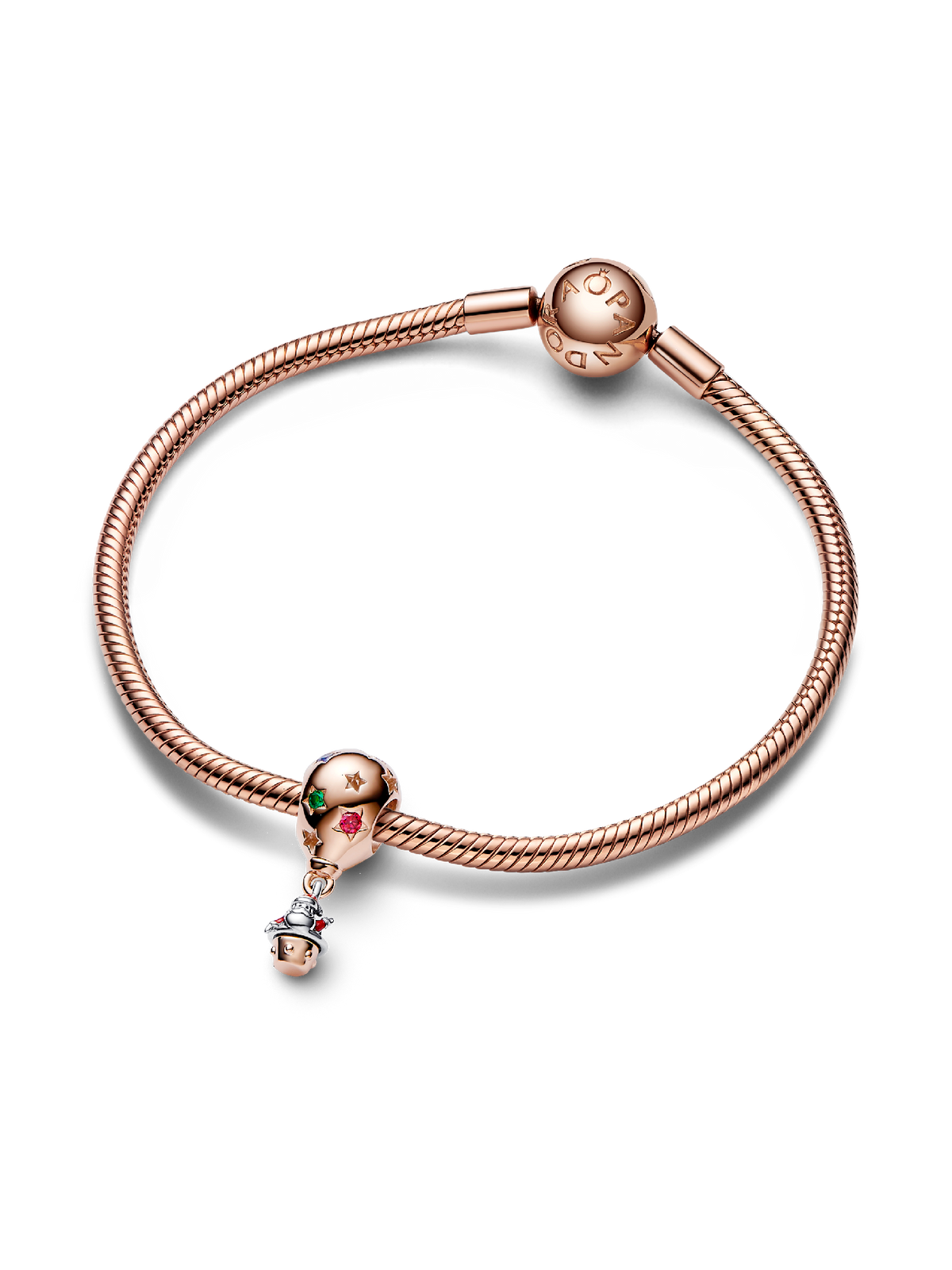 FINAL SALE - Two-tone Santa Claus in Hot Air Balloon Charm - 14k rose gold plating