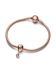 FINAL SALE - Two-tone Santa Claus in Hot Air Balloon Charm - 14k rose gold plating