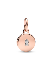 Openable & Engravable Love Locket Dangle Charm - 14k rose gold plating