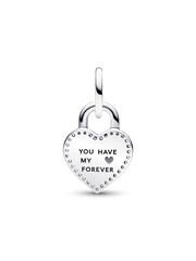 FINAL SALE - Two-tone Twistable Heart Padlock Double Dangle Charm - Sterling silver, 14k rose gold plating