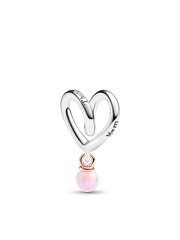 Two-tone Wrapped Heart Charm - Sterling silver, 14k rose gold plating