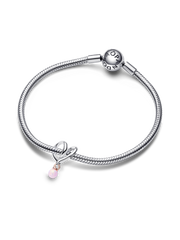 Two-tone Wrapped Heart Charm - Sterling silver, 14k rose gold plating