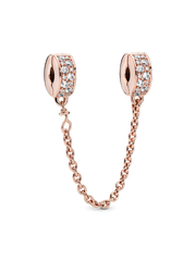Clear Pavé Safety Chain Clip Charm - 14k rose gold plating