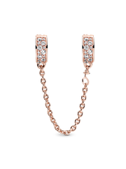 Clear Pavé Safety Chain Clip Charm - 14k rose gold plating