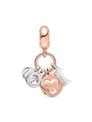 FINAL SALE - I Love You Letters Dangle Charm - Sterling silver, 14k rose gold plating