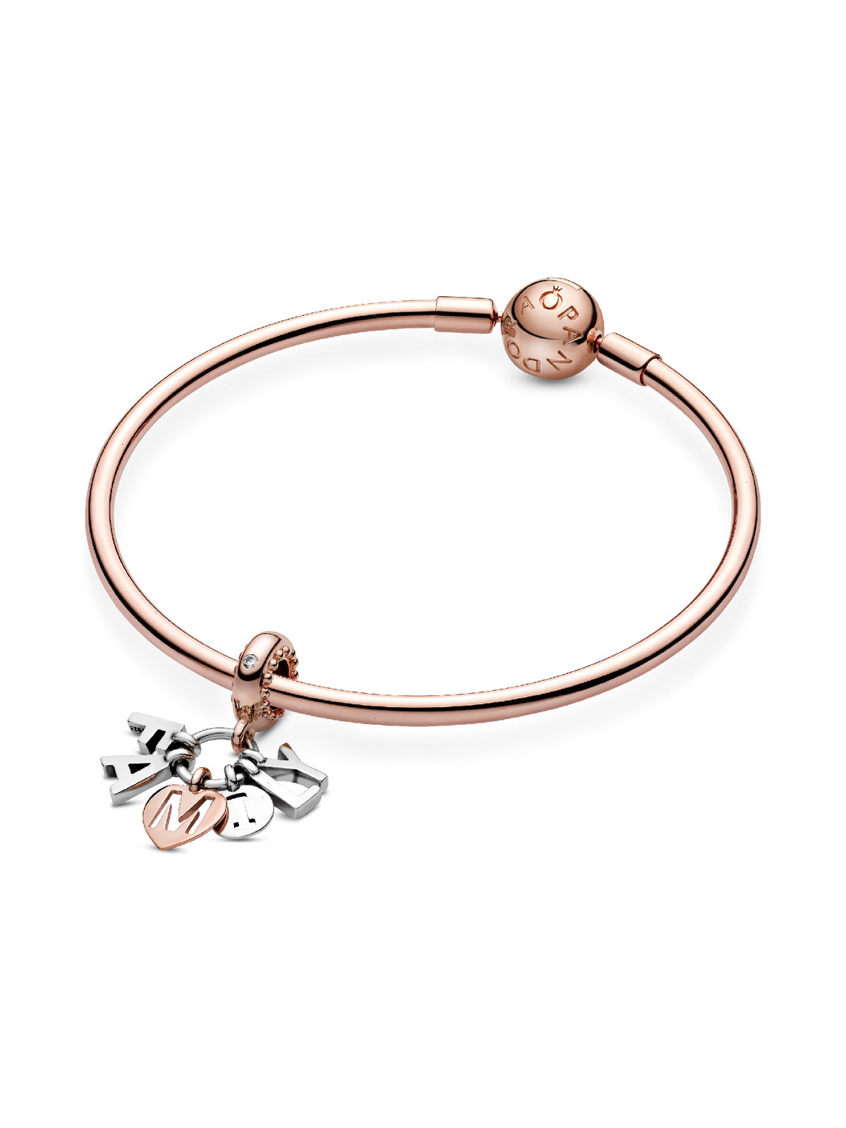 Family Letters Dangle Charm - Sterling silver, 14k rose gold plating