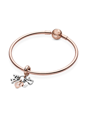 Family Letters Dangle Charm - Sterling silver, 14k rose gold plating