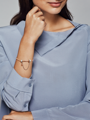 Dangling Crown O Safety Chain Charm - Sterling silver, 14k rose gold plating