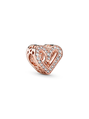 FINAL SALE - Sparkling Freehand Heart Charm - 14k rose gold plating