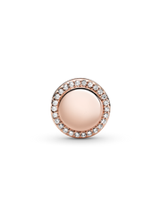 Engravable Sparkling Button Charm - 14k rose gold plating
