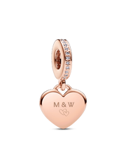 Engravable Heart Tag Dangle Charm - 14k rose gold plating