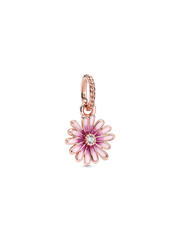 FINAL SALE - Pink Daisy Flower Dangle Charm - 14k rose gold plating