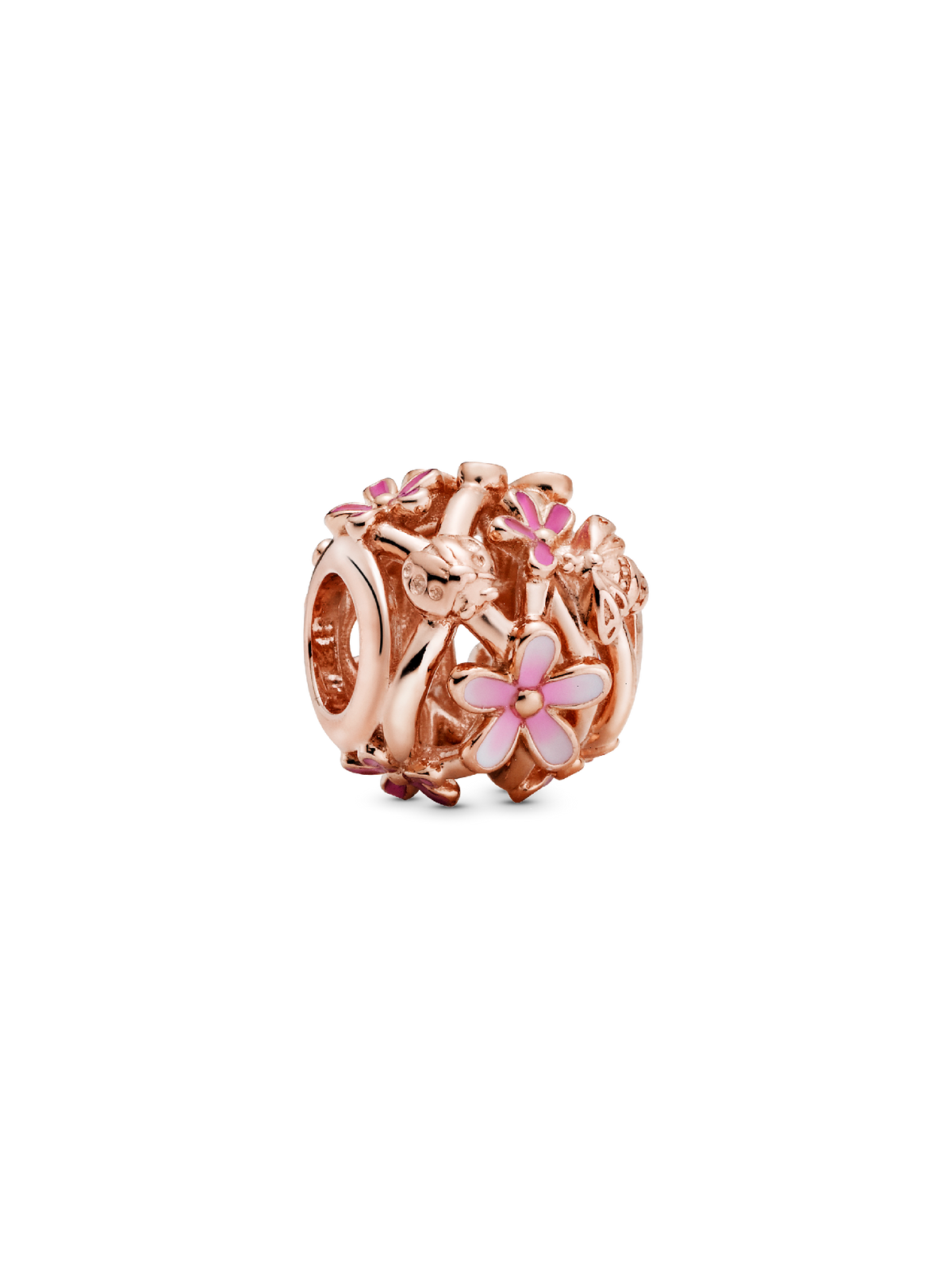 Openwork Pink Daisy Flower Charm - 14k rose gold plating