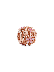 Openwork Pink Daisy Flower Charm - 14k rose gold plating