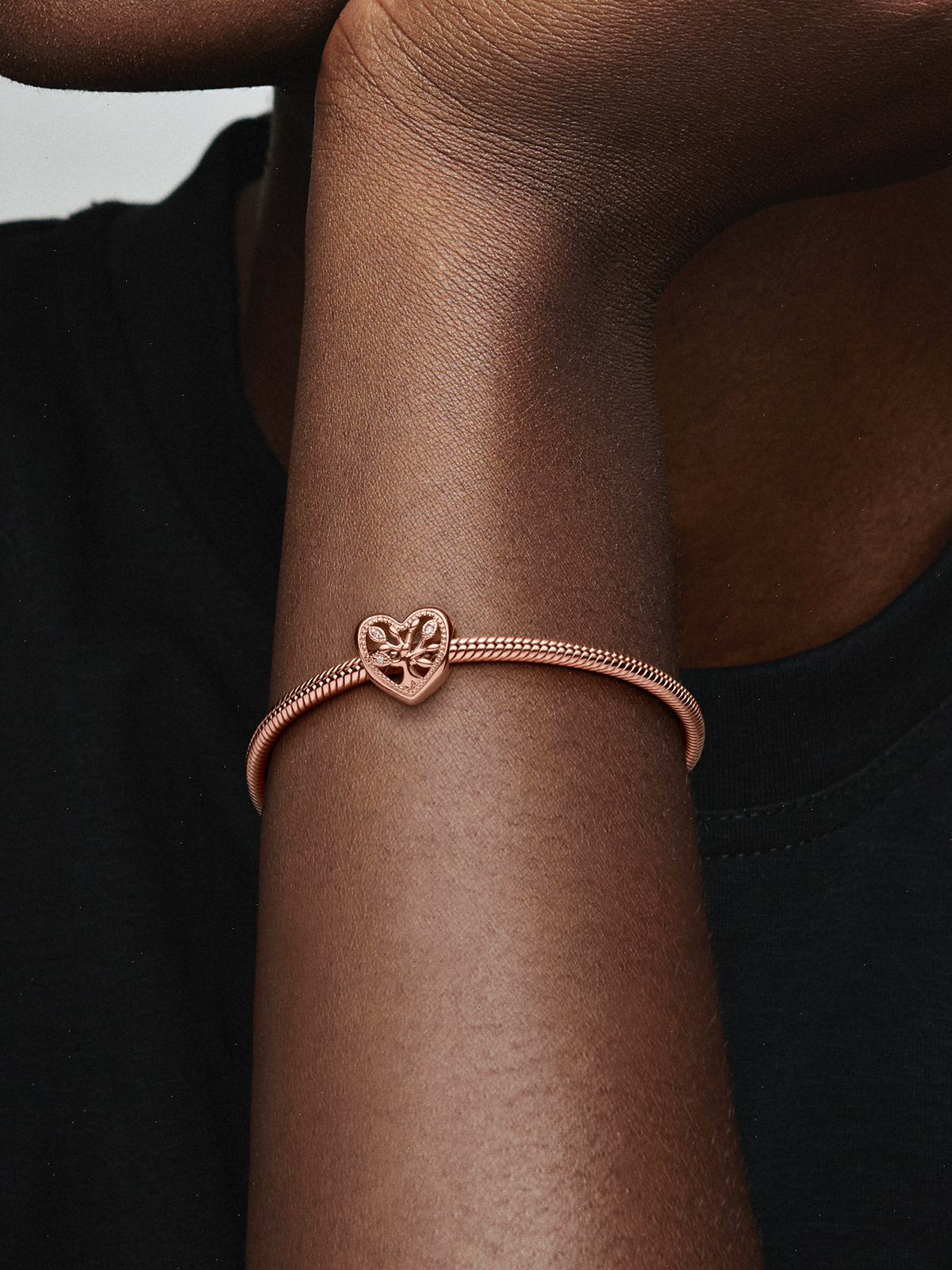 FINAL SALE - Openwork Family Tree Heart Charm - 14k rose gold plating