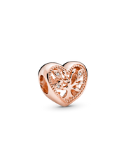 FINAL SALE - Openwork Family Tree Heart Charm - 14k rose gold plating