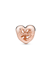 FINAL SALE - Openwork Family Tree Heart Charm - 14k rose gold plating