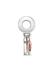 Sparkling Infinity Heart Dangle Charm - Sterling silver, 14k rose gold plating