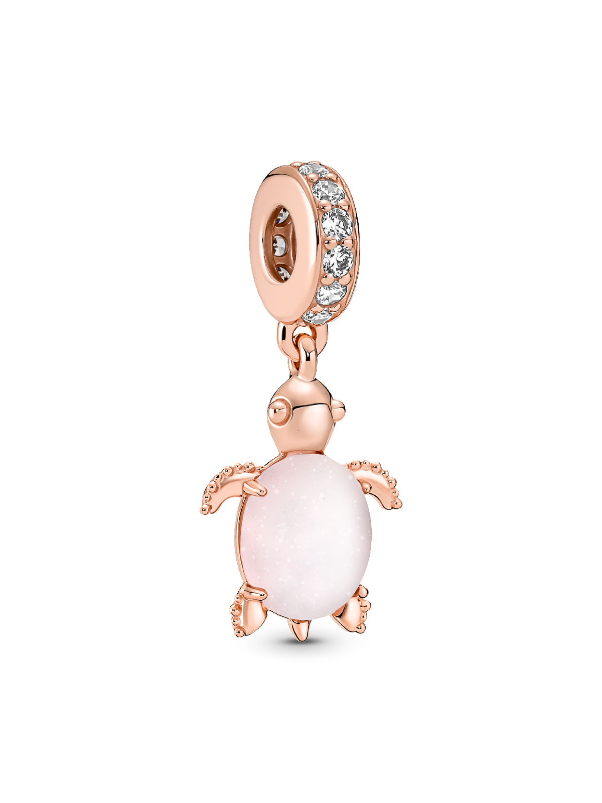 Murano Glass Pink Sea Turtle Dangle Charm - 14k rose gold plating