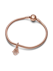 FINAL SALE - Protective Hamsa Hand Dangle Charm - 14k rose gold plating