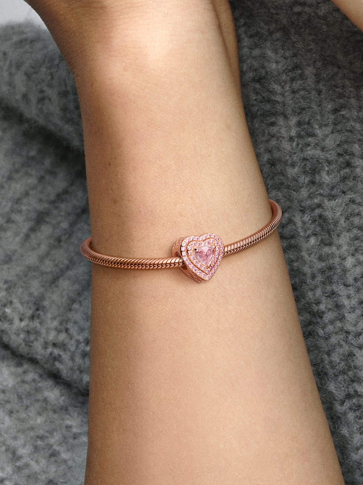 Sparkling Levelled Heart Charm - 14k rose gold plating