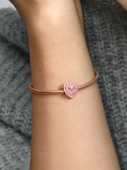 Sparkling Levelled Heart Charm - 14k rose gold plating