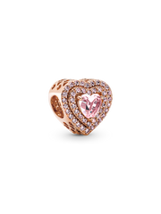 Sparkling Levelled Heart Charm - 14k rose gold plating