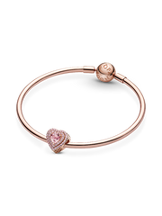 Sparkling Levelled Heart Charm - 14k rose gold plating