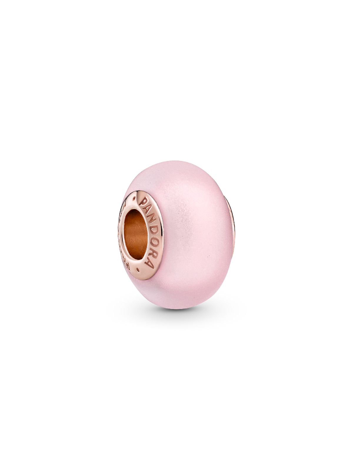 Matte Pink Murano Glass Charm - 14k rose gold plating